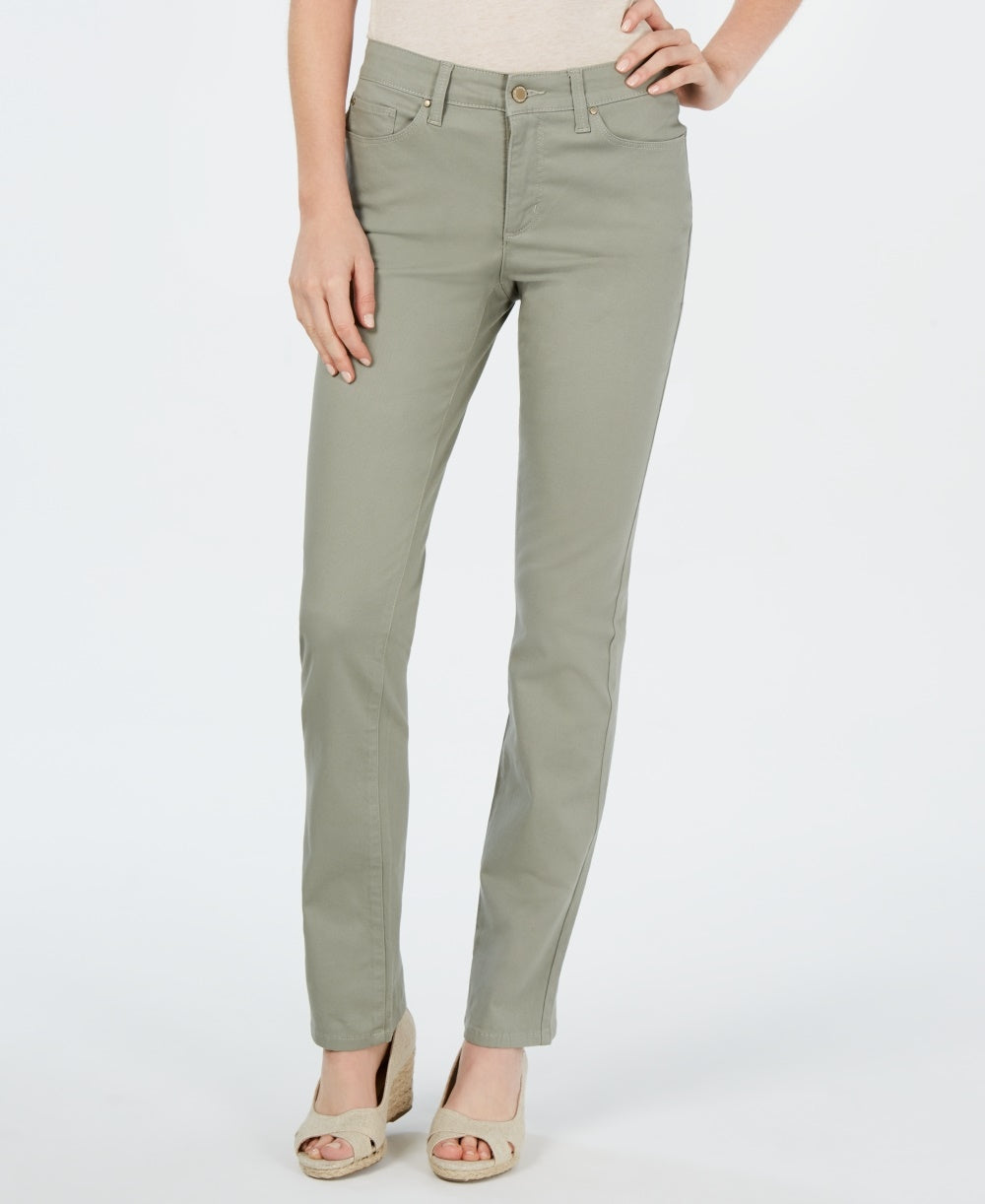 Calça jeans feminina Charter Club Petite Lexington com perna reta, verde, tamanho 4 P