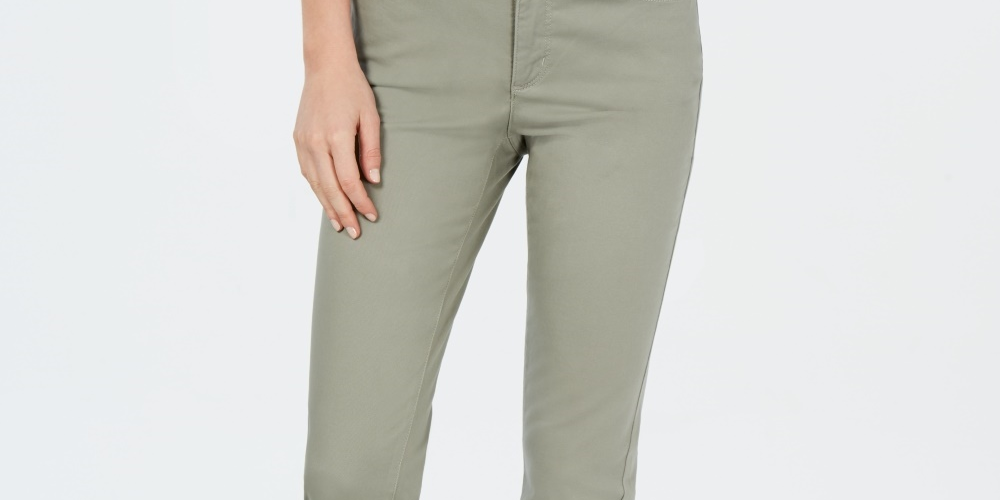 Calça jeans feminina Charter Club Petite Lexington com perna reta, verde, tamanho 4 P