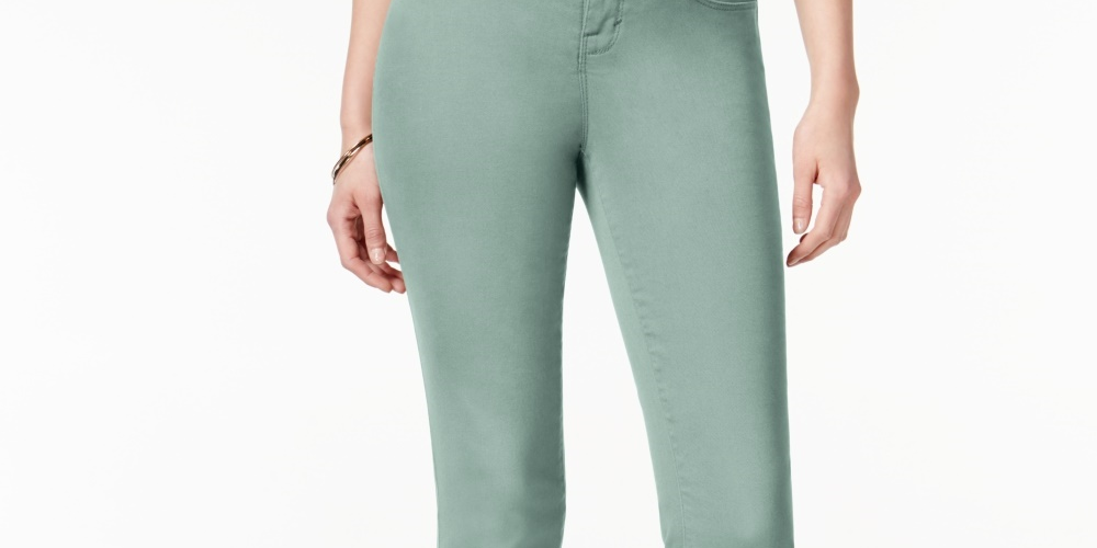 Calça jeans skinny feminina Style &amp; Co Curvy-Fit, verde, tamanho 16