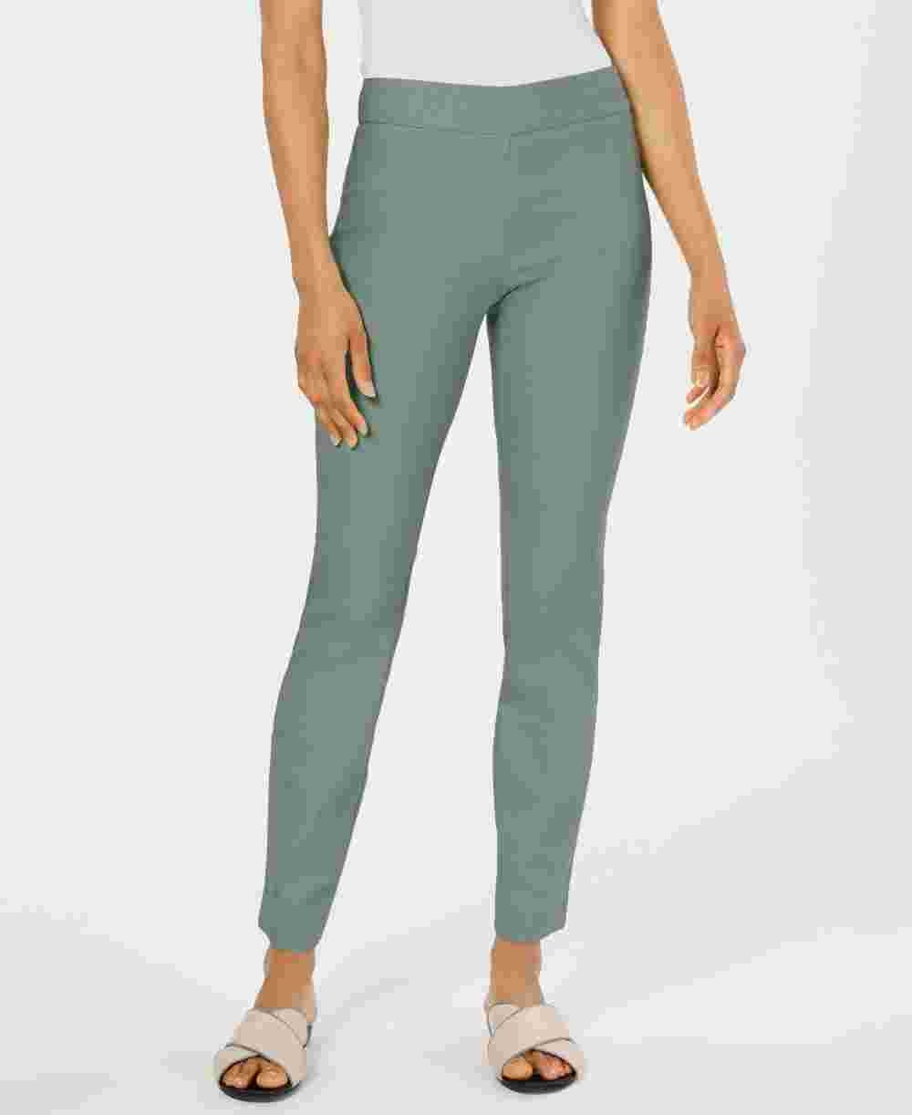 Calças femininas Charter Club Cambridge Skinny Pull-On com controle de barriga, comprimentos regulares e curtos, verde, tamanho 6