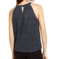 INC International Concepts Top feminino Petite Shine Halter, azul marinho, tamanho pequeno