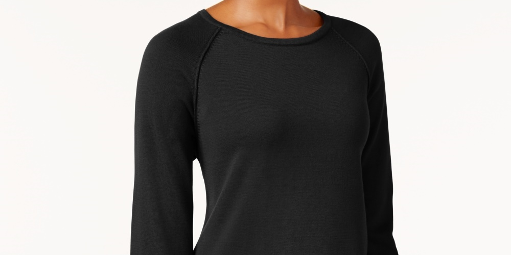 Karen Scott Suéter Feminino de Algodão Petite Preto Tamanho Petite X-Large