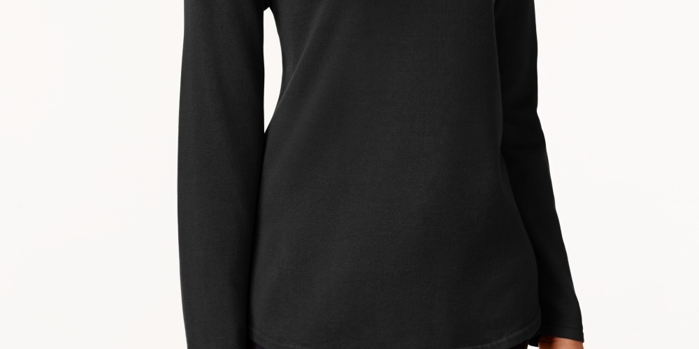 Karen Scott Suéter Feminino de Algodão Petite Preto Tamanho Petite X-Large