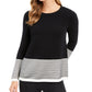 Suéter feminino Charter Club com blocos de cores, preto, tamanho XX-G