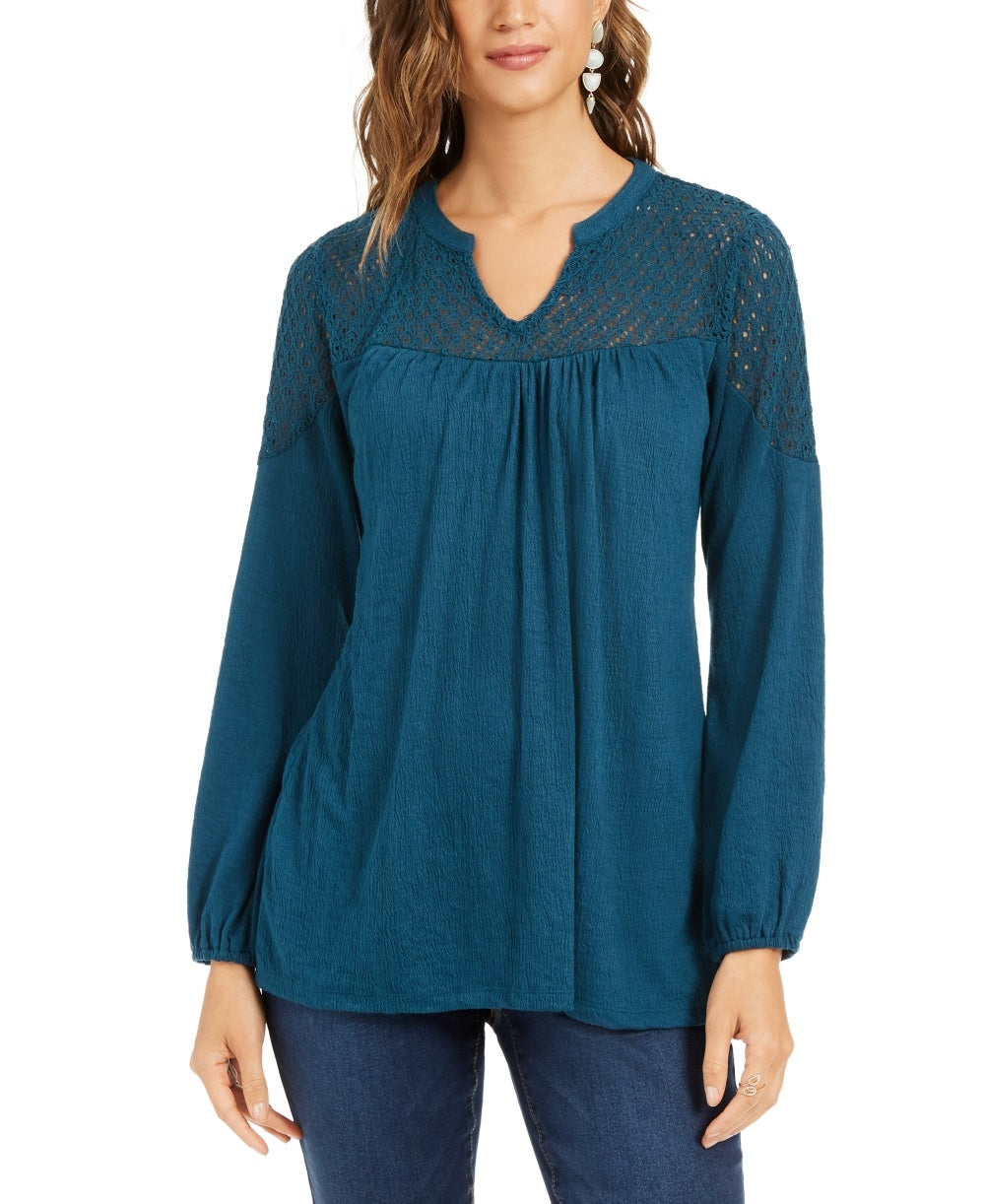 Top de renda feminino Style &amp; Co, verde, tamanho PP