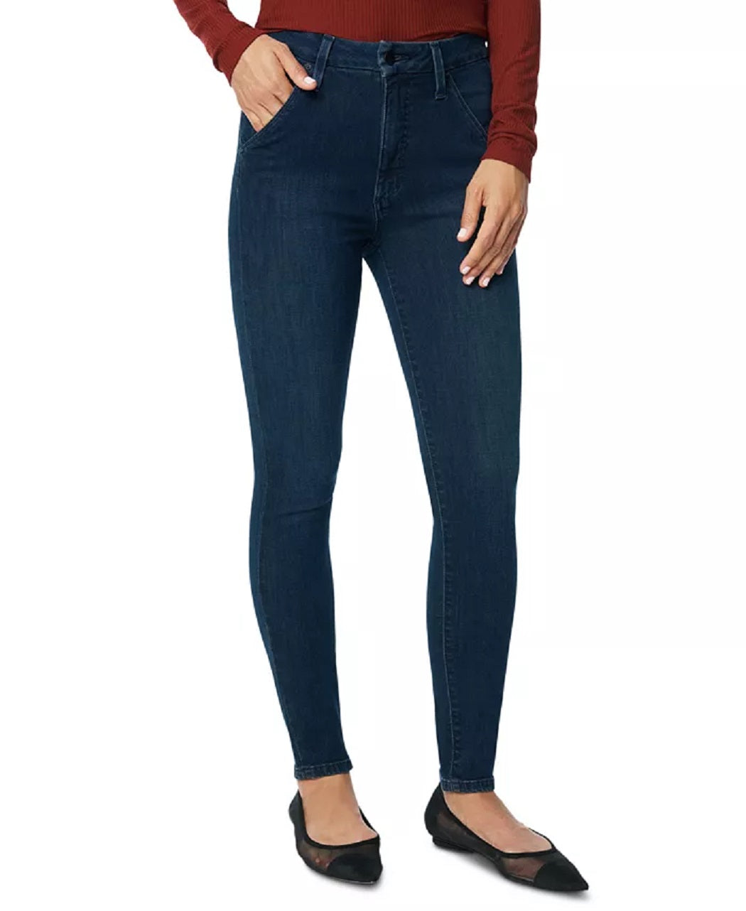 Calça jeans skinny feminina Joe's Jeans com zíper na cintura, azul, tamanho 28