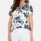 JM Collection Blusa Estampada Feminina Branca Tamanho -PS