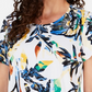 JM Collection Blusa Estampada Feminina Branca Tamanho -PS