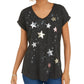 Top feminino com estampa de estrela e lantejoulas estilo &amp; co, preto, tamanho pequeno