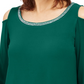 JM Collection Top Feminino com Ombros De fora e Enfeites Verde Tamanho Médio