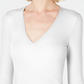 Blusa feminina com decote em V da INC International Concepts, branca, tamanho PL