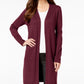 Cardigan feminino com mangas atadas e amarração JM Collection, tamanho vinho, tamanho extragrande