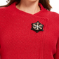 Blazer feminino com broche frontal cruzado JM Collection, vermelho, tamanho PS