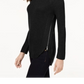 Suéter túnica feminino de malha waffle com zíper lateral, preto, tamanho pequeno, extragrande, da INC International Concepts