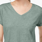 Camiseta feminina com decote em V e bolso, estilo &amp; co, verde, tamanho PS