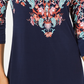 Túnica estampada de conto de fadas feminina JM Collection, tamanho azul marinho, pequena e pequena