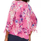 JM Collection Top Feminino Assimétrico Estampado Rosa Tamanho X-S