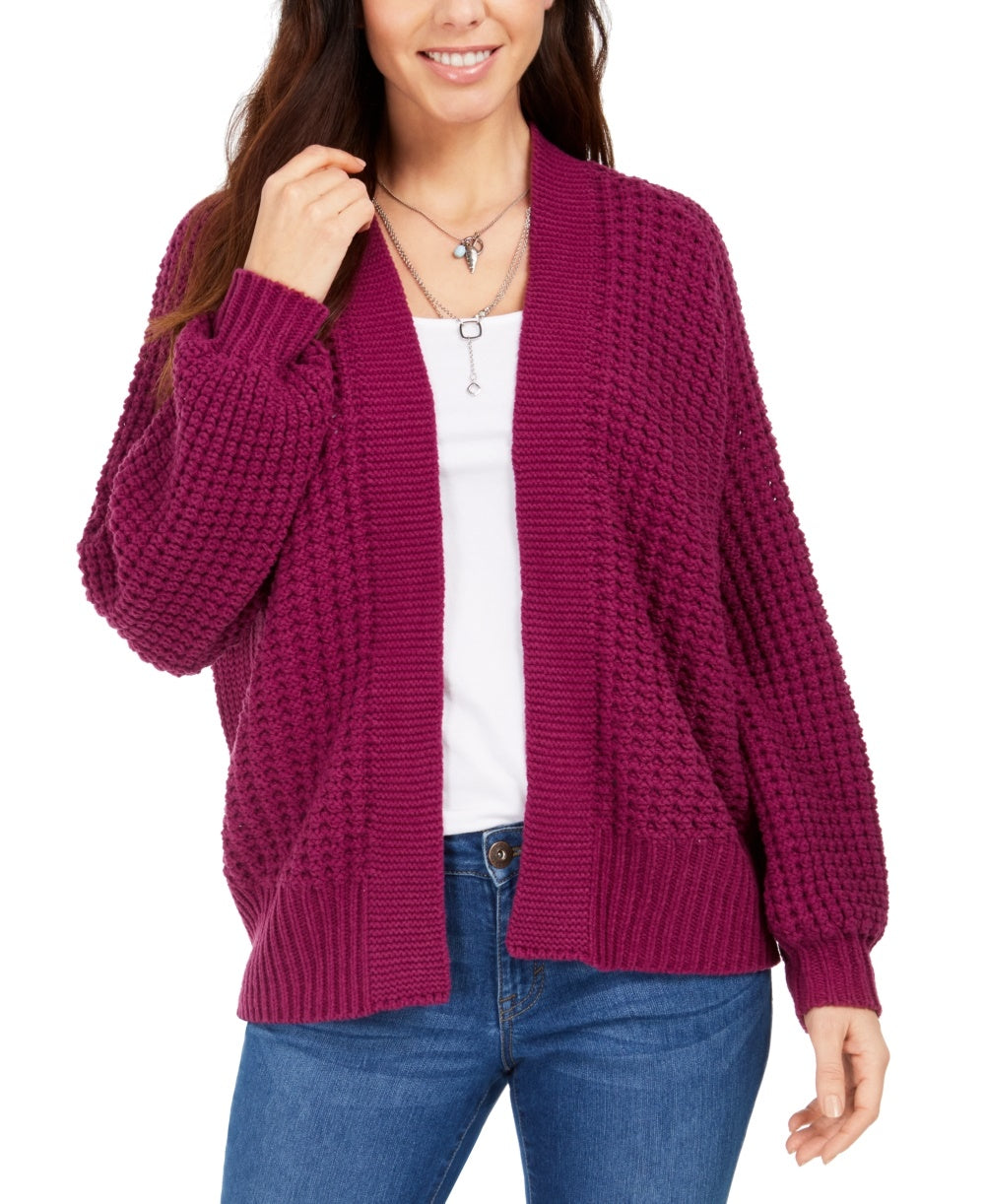 Cardigan feminino de malha grossa com abertura frontal, roxo brilhante, tamanho XX-G, da Style &amp; Co
