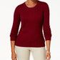 Karen Scott Suéter Feminino Petite Marled Algodão Tricô Cabo Vermelho Tamanho Petite S