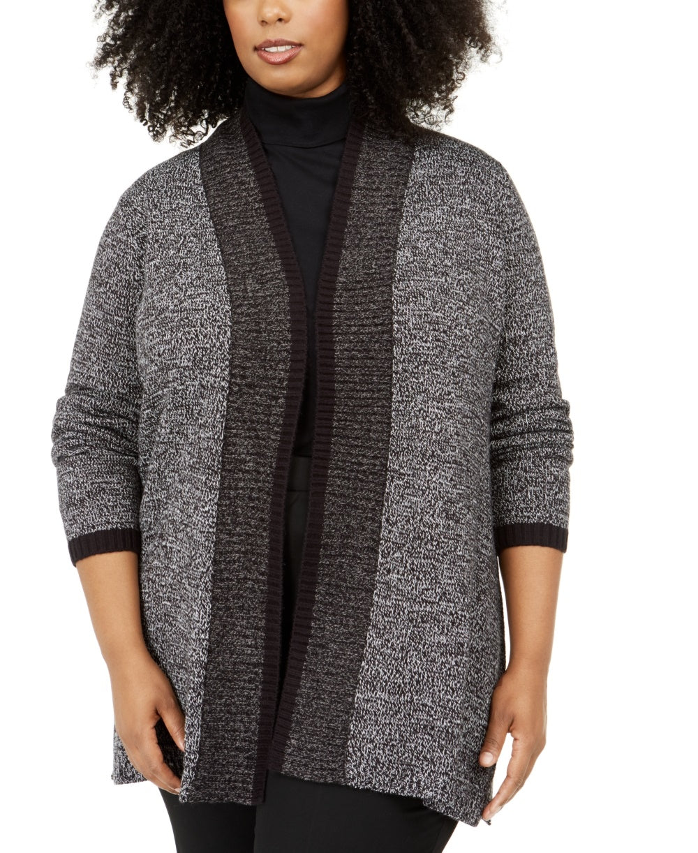 Karen Scott Cardigan Plus Size Feminino Preto Tamanho 0X