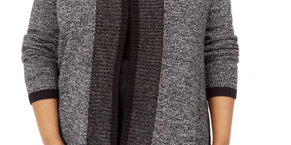 Karen Scott Cardigan Plus Size Feminino Preto Tamanho 0X
