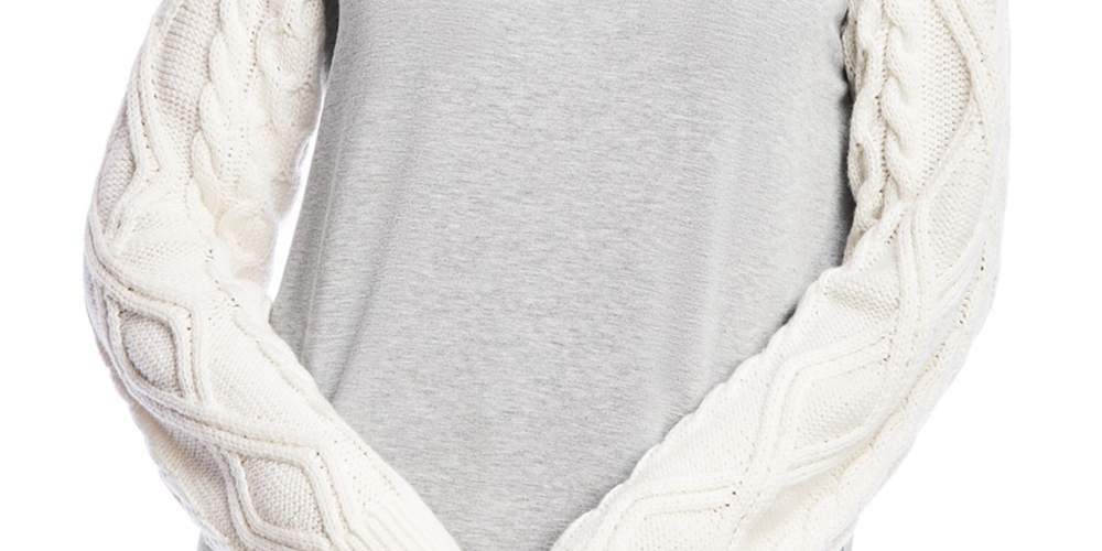 Bailey 44 Top Margo de malha trançada com mangas femininas, cinza, tamanho médio