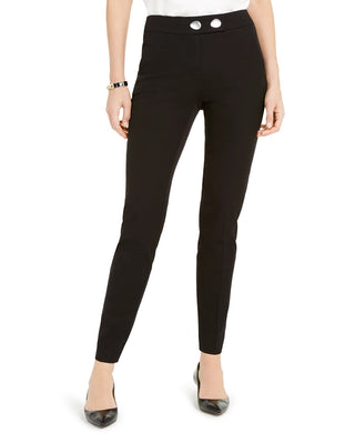 Calça skinny feminina Alfani com aba estendida, preta, tamanho 8, pequena