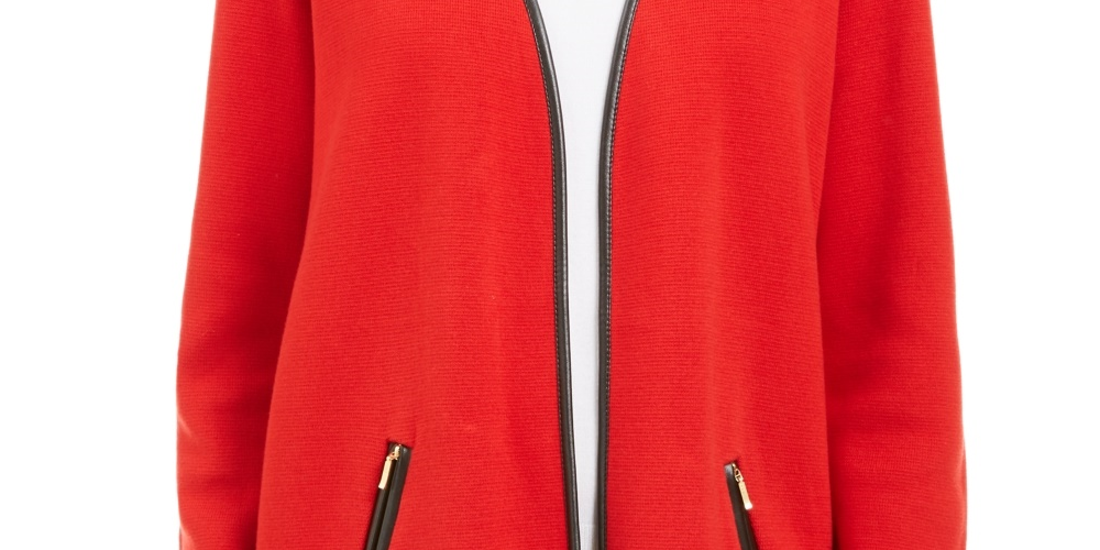 Cardigan feminino Charter Club Milano de algodão com frente aberta, vermelho, tamanho grande