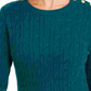 Suéter feminino com estampa texturizada e gola joia, manga comprida, tamanho XX-G, verde, Charter Club
