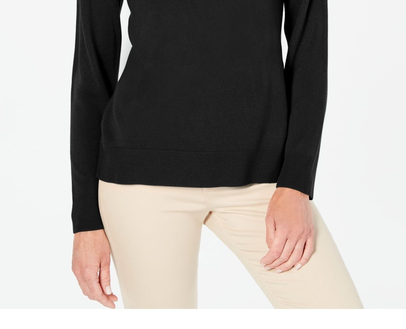 Karen Scott Suéter Feminino Gola Canoa Manga Longa Preto Tamanho Pequeno