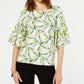Blusa feminina Alfani com estampa de manga sino, branca, tamanho P