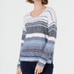 Suéter feminino listrado pequeno com ombros caídos, azul, tamanho PL, da Style &amp; Co