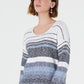 Suéter feminino listrado pequeno com ombros caídos, azul, tamanho PL, da Style &amp; Co
