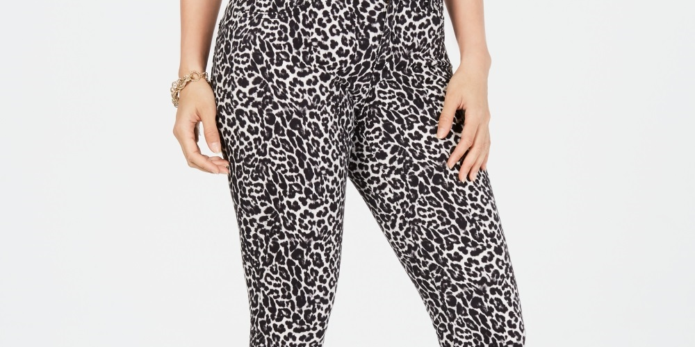 Calça jeans skinny feminina Incessential Leopard da INC International Concepts, cinza, tamanho 0