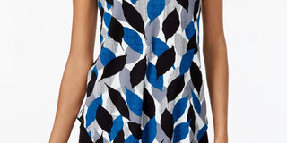 Camiseta feminina Alfani estampada com bainha redonda, tamanho azul - PS