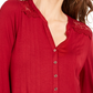 Blusa feminina de malha com jugo de renda pequena da coleção NY, vermelha, tamanho médio