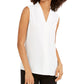 Blusa Calvin Klein Feminina Gola V Sem Mangas Branca Tamanho Grande