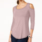 JM Collection Top feminino de ombro descoberto rosa tamanho médio