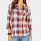 Camisa xadrez feminina Style &amp; Co com um bolso, vermelha, tamanho pequeno
