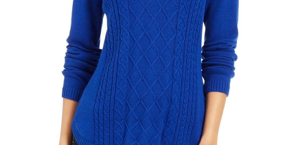 Suéter feminino Charter Club Cable azul tamanho X-S