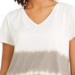 Blusa feminina estilo &amp; co, decote em V, tingida, em mistura de linho, branca, tamanho grande