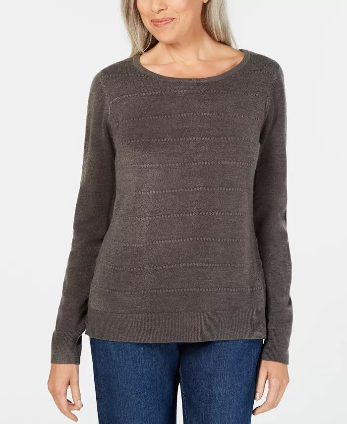 Karen Scott Blusa Feminina Roxa com Canelado e Manga Longa Tamanho Pequeno P