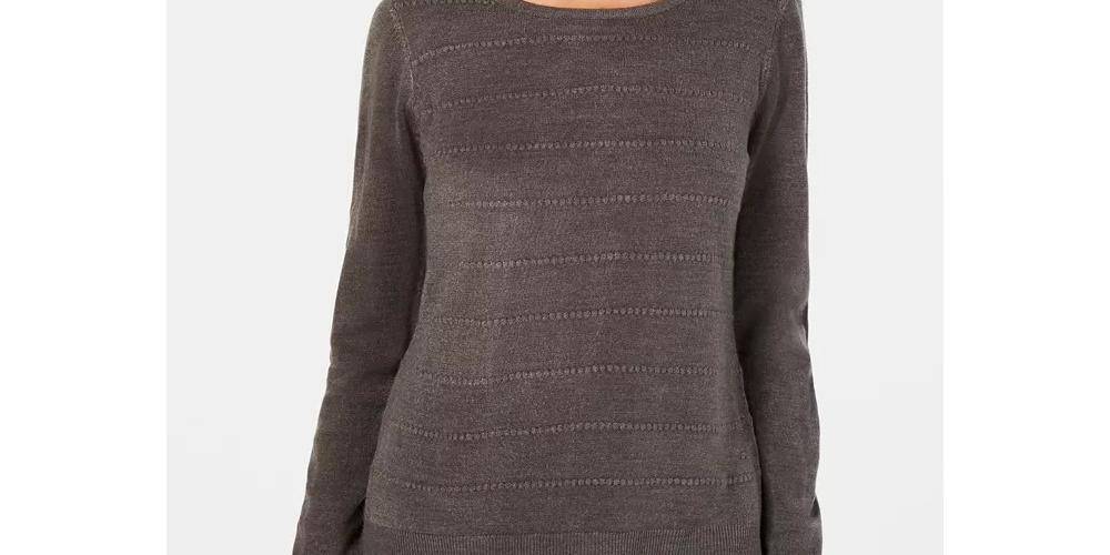 Karen Scott Blusa Feminina Roxa com Canelado e Manga Longa Tamanho Pequeno P