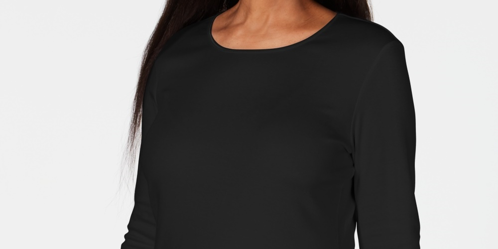 Karen Scott Blusa Feminina Decote Redondo Com Acabamento Em Cetim Preto Tamanho P