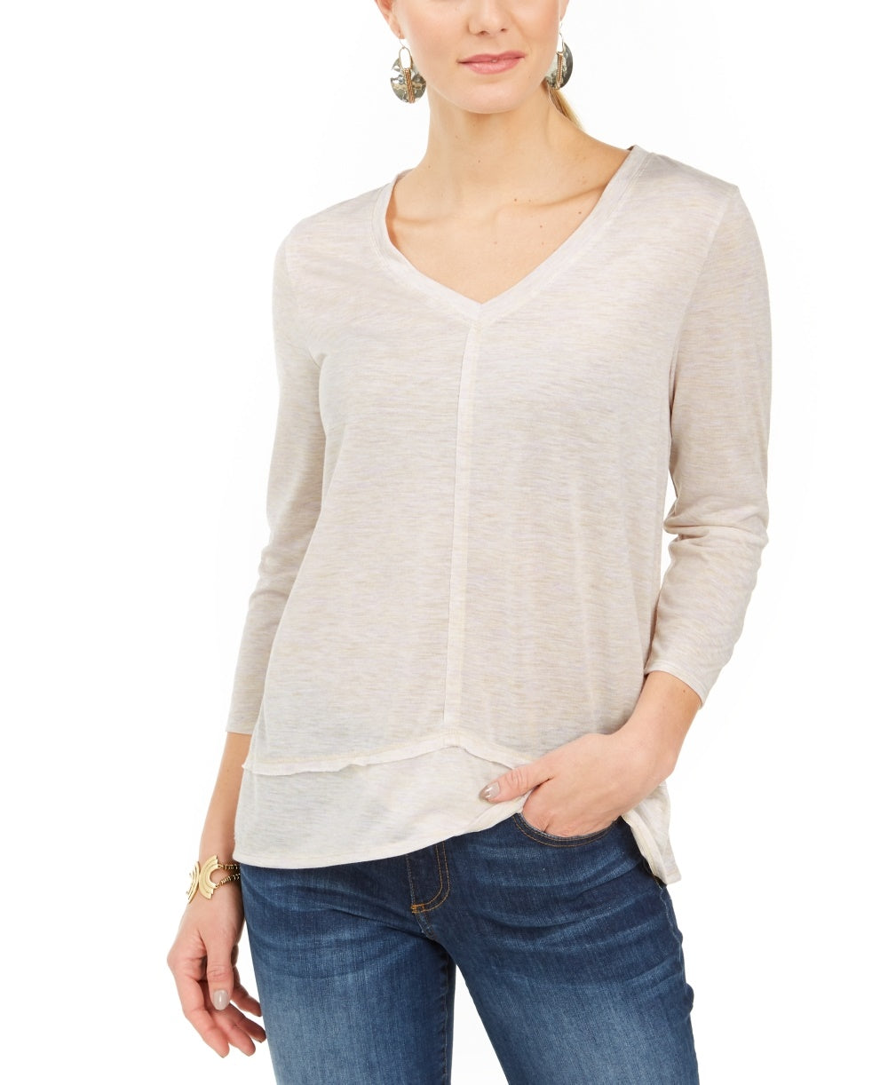 Top feminino com decote em V estilo &amp; co, rosa, tamanho grande