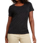 Camiseta feminina Karen Scott com estampa de bolinhas, preta, tamanho médio