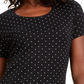 Camiseta feminina Karen Scott com estampa de bolinhas, preta, tamanho médio