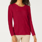 Karen Scott Suéter Feminino Patchwork Stitch Vermelho Tamanho Grande