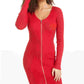 Vestido de coquetel curto com decote em V e manga comprida feminino Planet Gold, tamanho grande, vermelho