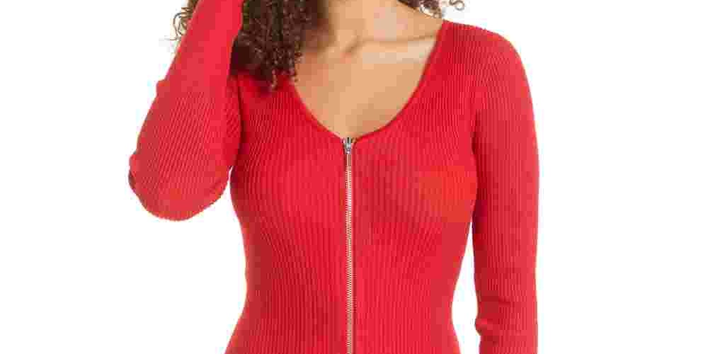 Vestido de coquetel curto com decote em V e manga comprida feminino Planet Gold, tamanho grande, vermelho